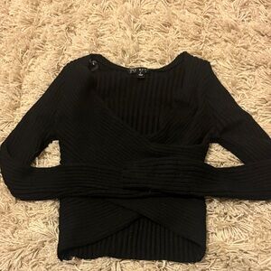 Black Ribbed Knit Sweater